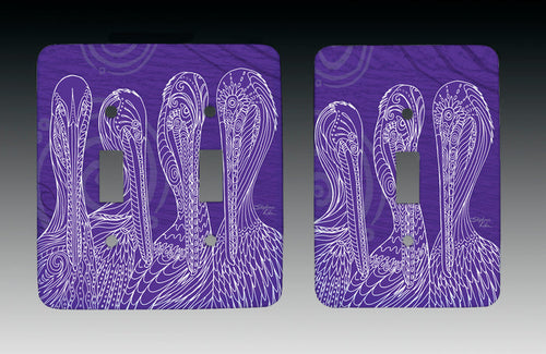 Purple Pelican Party Light Switch Cover
