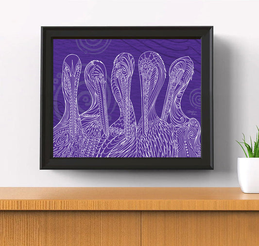 Purple Pelican Party Print
