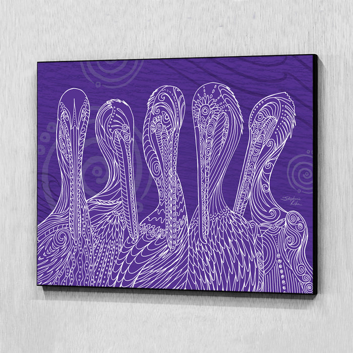 Purple Pelican Party Wall Art Panel