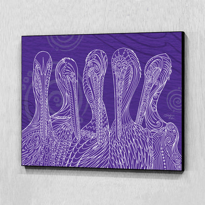 Purple Pelican Party Wall Art Panel