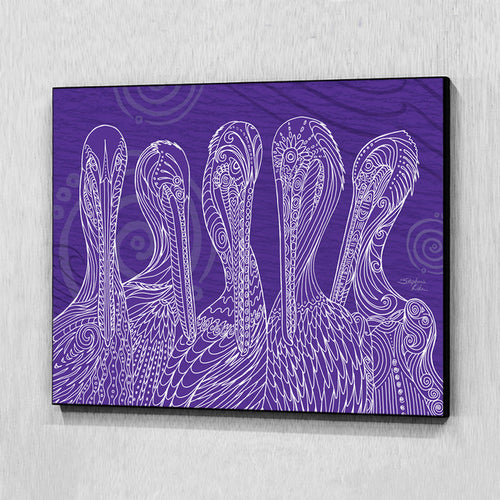 Purple Pelican Party Wall Art Panel