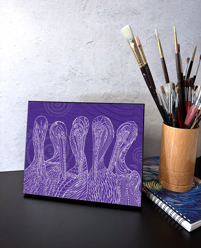 Purple Pelican Party Wall Art Panel
