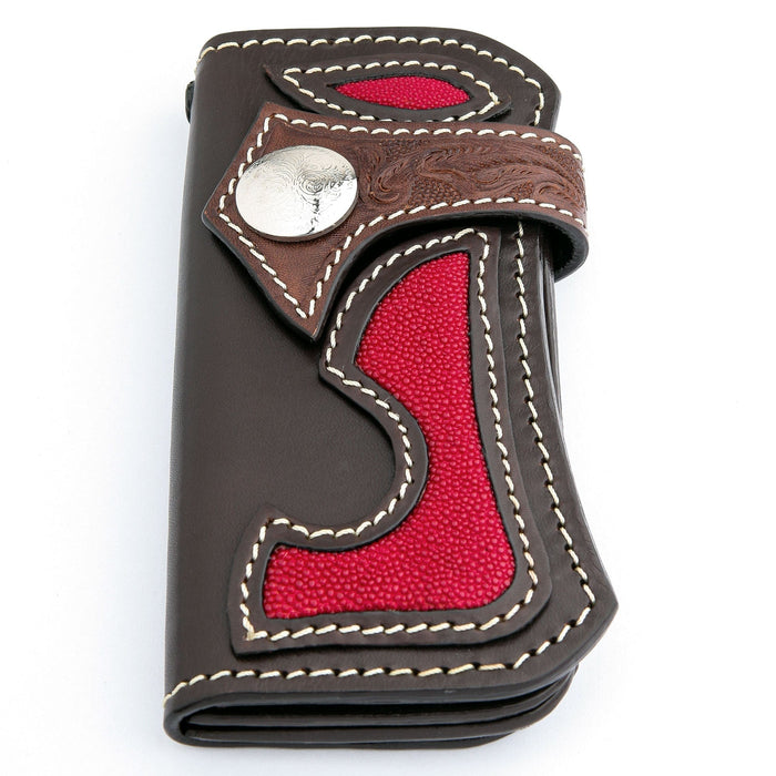 Japanese Tribal Red Stingray Leather Cowboy Biker Wallet [4]