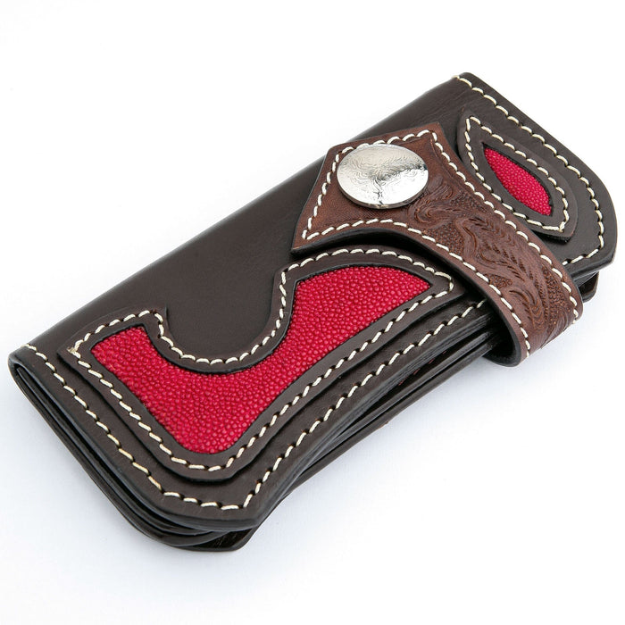 Japanese Tribal Red Stingray Leather Cowboy Biker Wallet [5]