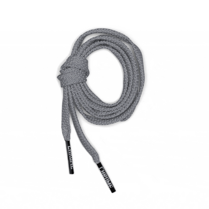 Reflective Flat Shoe Laces in grey showing reflectivity #color_grey reflective