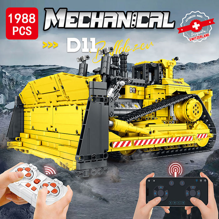 REOBRIX 22001 Mechanical Caterpillar D11 Bulldozer RC 1988pcs Reobrix