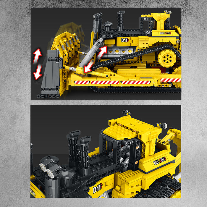 REOBRIX 22001 Mechanical Caterpillar D11 Bulldozer RC 1988pcs Reobrix