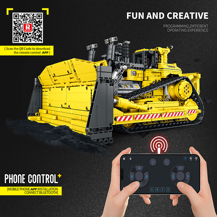 REOBRIX 22001 Mechanical Caterpillar D11 Bulldozer RC 1988pcs Reobrix