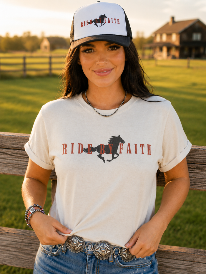 Ride By Faith Graphic TeeNaturalS