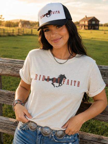 Ride By Faith Graphic TeeNaturalS