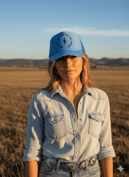 Ride The Lightning Trucker HatBlue