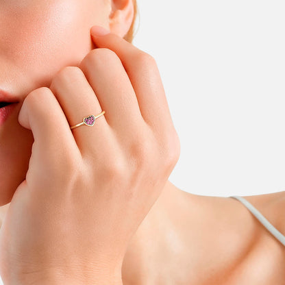 Ring HERZ mit Zirkonia rot gelbgold