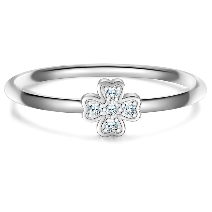 Ring KLEEBLATT mit Zirkonia silber