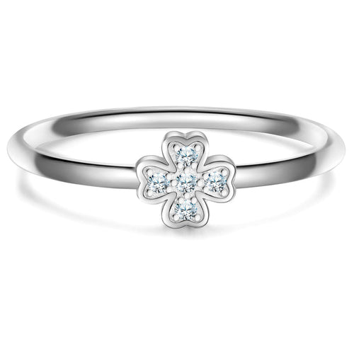 Ring KLEEBLATT mit Zirkonia silber