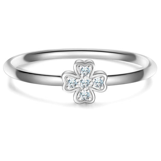 Ring KLEEBLATT mit Zirkonia silber
