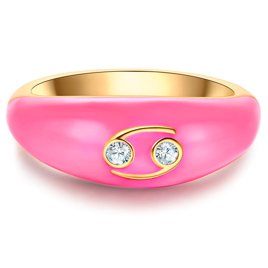 Ring KREBS gold Emaille rosa