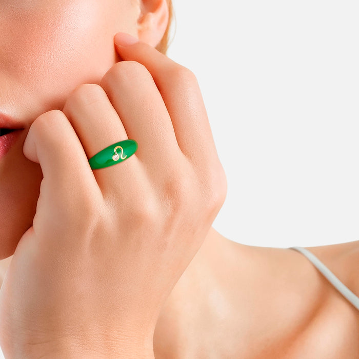 Ring LÖWE gold Emaille grün