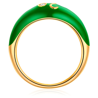 Ring LÖWE gold Emaille grün