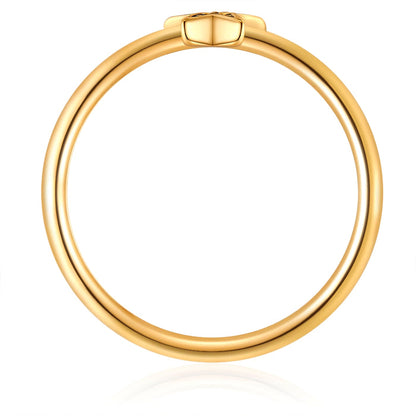 Ring STERN mit Zirkonia lila gelbgold