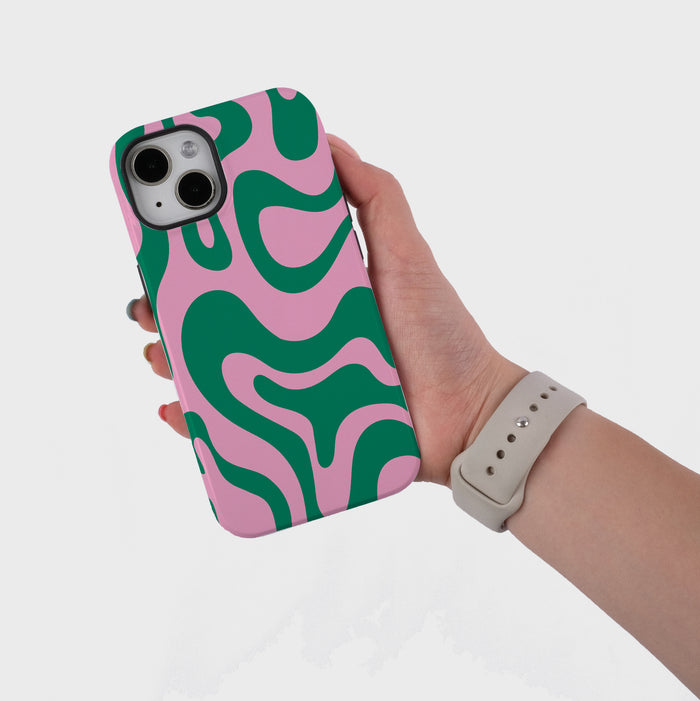 Ripple Fusion | iPhone Case - Green&Pink