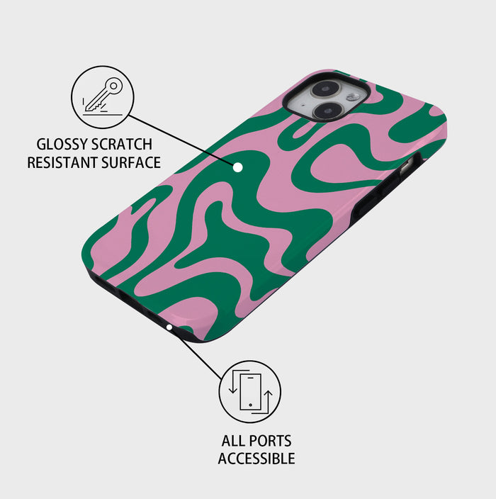 Ripple Fusion | iPhone Case - Green&Pink