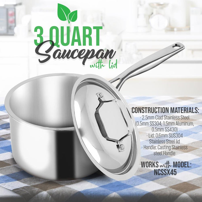 Saucepan With Lid - Stainless Steel, Works With Model Number: Ncssx45
