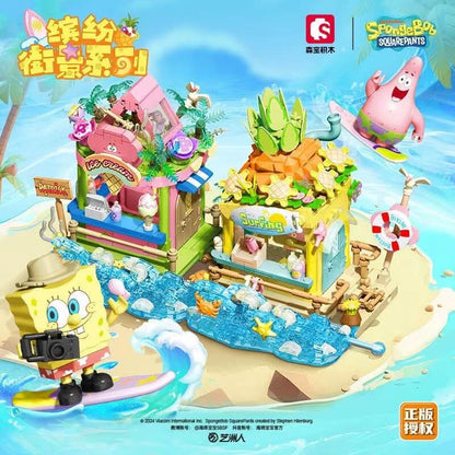 Sembo SpongeBob Colorful Street Scene