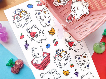 Shopping Shiba Sticker Sheet
