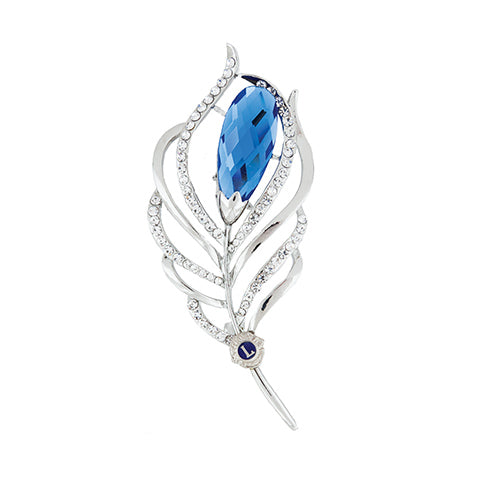 SILVER BLUE FLOWER PIN