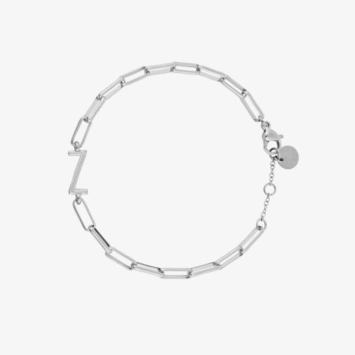 Silver Initial Paperclip Chain Bracelet