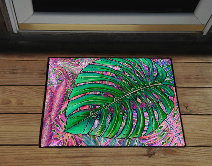 Single Monstera Door Mat