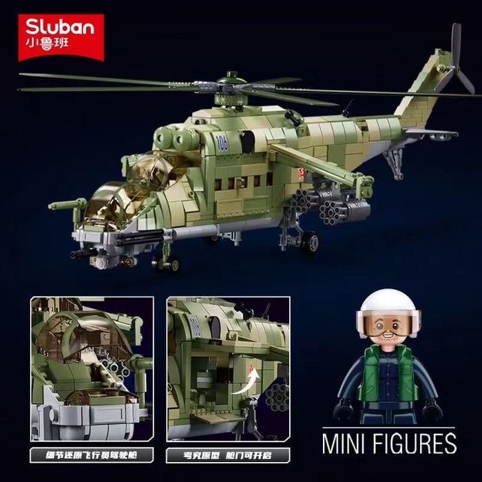 Sluban Military MI-24S Armed Helicopter Afobrick