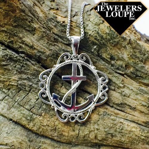 Southern Gates Cross and Anchor Necklace Harbor Series 19mm, 16” rounded chain with 2” extender (1mm) Rhodium plated 925 sterling silver Designed in Charleston, SC  As a tribute to the hundreds of coastal communities across the country, the Southern Gates® Harbor Series celebrates sailors, swimmers, and sun soakers with jewelry inspired by timeless nautical elements.