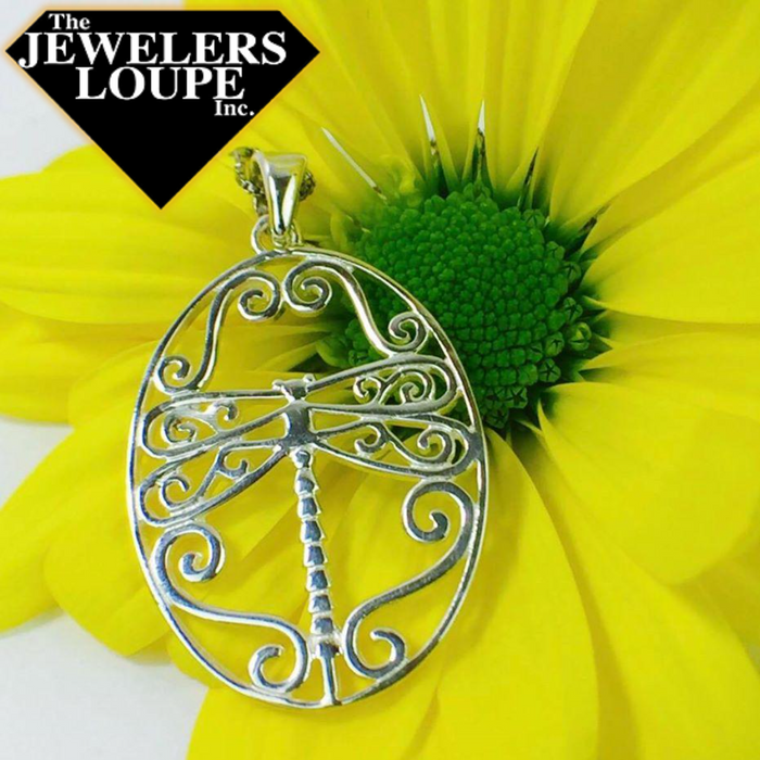 Southern Gates Sterling Silver Large Dragonfly Scroll Pendant