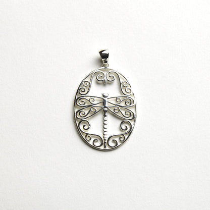 Southern Gates Sterling Silver Large Dragonfly Scroll Pendant