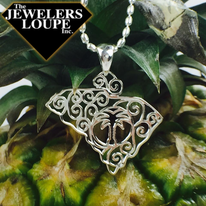 Southern Gates Sterling Silver Large South Carolina State Pendant