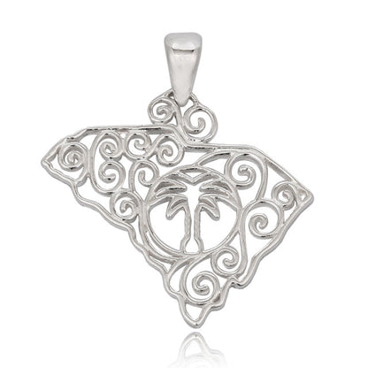 Southern Gates Large Sterling Silver Palmetto State Pendant