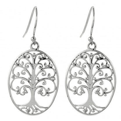 Southern Gates Sterling Silver Oval Oak Tree Scroll Earrings
