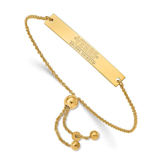 SS 14k Yellow Gold Plated NHL Golden Knights Small Bar Adj. Bracelet - Vegas Team Store
