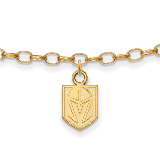 SS 14k Yellow Gold Plated NHL Vegas Golden Knights Anklet, 9 In - Vegas Team Store