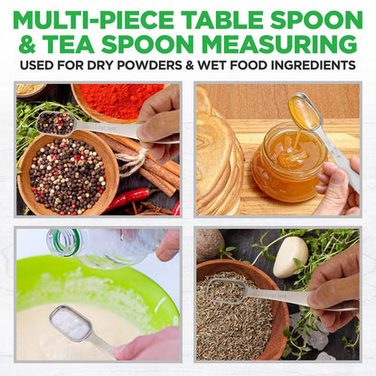 Stainless Steel Measuring Spoons Set 6Pc - Precise, Easy-Clean, Oval Shape