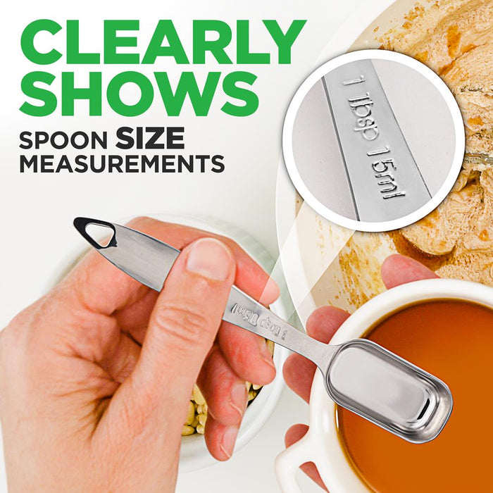 Stainless Steel Measuring Spoons Set 6Pc - Precise, Easy-Clean, Oval Shape