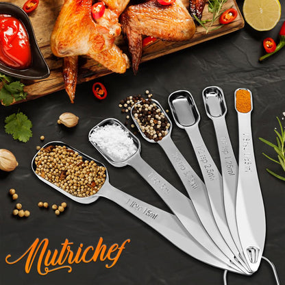 Stainless Steel Measuring Spoons Set 6Pc - Precise, Easy-Clean, Oval Shape