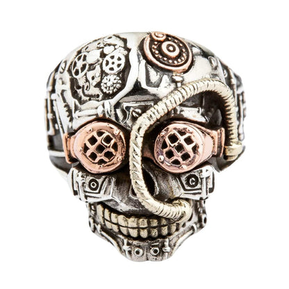 Steampunk Skull Ring made of Sterling Silver