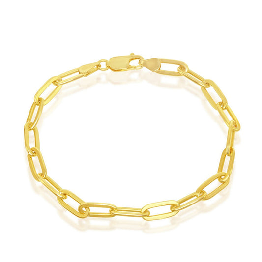 Sterling Silver Gold Plated 4mm Paper Clip Bracelet