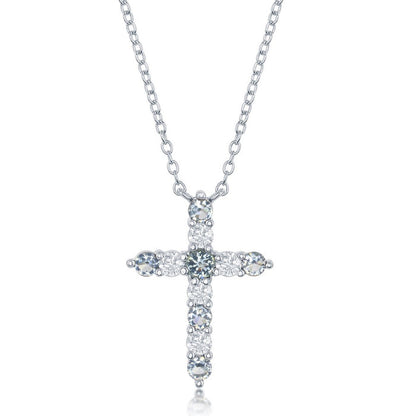 Sterling Silver Aquamarine Cubic Zirconia March Birthstone Necklace with 16+2" Adjustable Sterling Silver Chain.