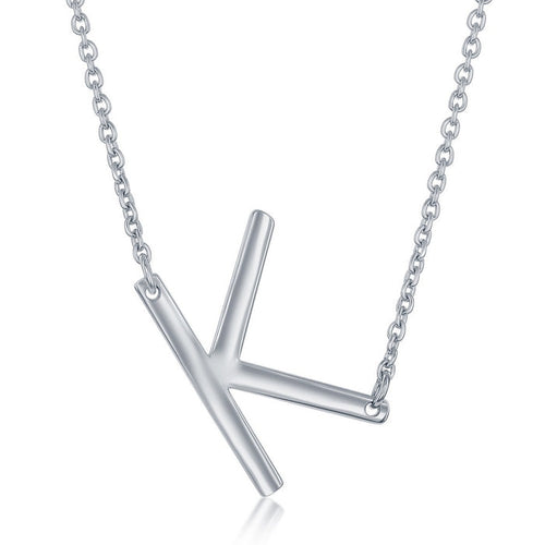 Sterling Silver Sideways 'K' Initial Pendant (95280)