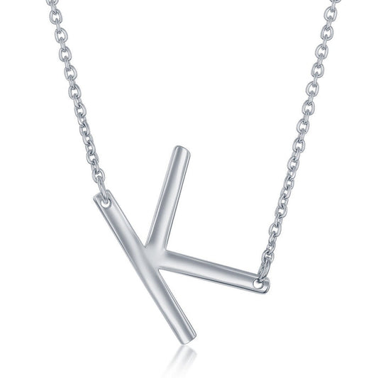 Sterling Silver Sideways 'K' Initial Pendant (95280)