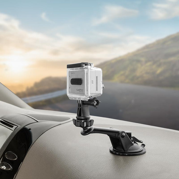 The Sticky Suction Windshield or Dash Car Mount for GoPro HERO Action Cameras securely holds your camera on your cars dashboard or windshield—perfect for live-streaming and capturing scenic road trips.