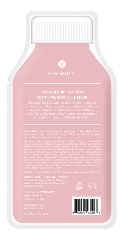 ESW Beauty With Peg Hole Strawberries and Cream Soothing Raw Juice Sheet Mask